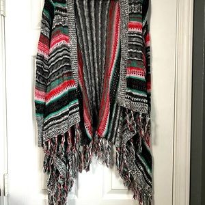 BOHO STRIPE FRINGE SWEATER CARDIGAN